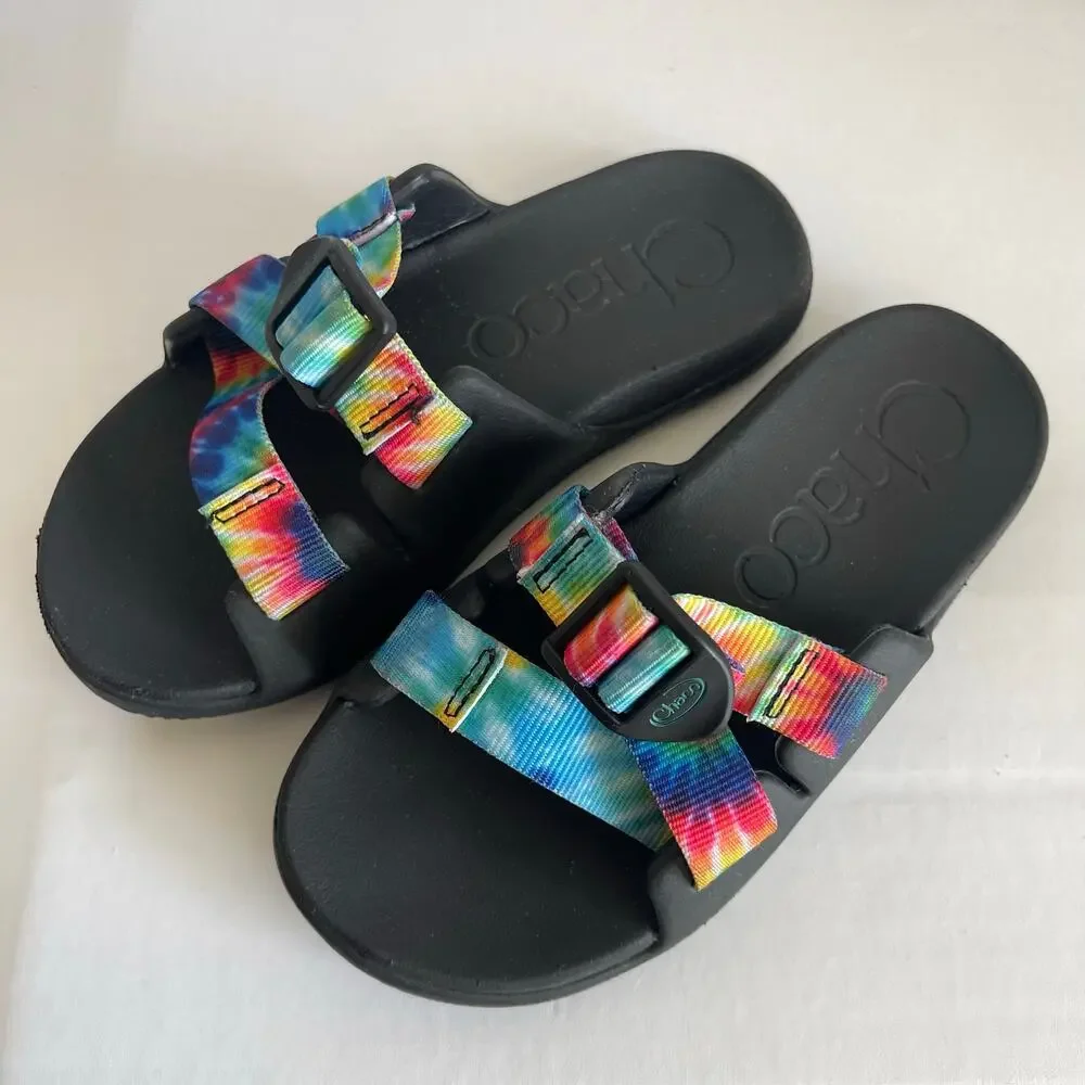 Chaco Chillos Slides Dark Tie Dye Kids Youth - Size Youth 1